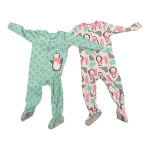 Carter’s Penguin Print Kids One Piece Footed Pajamas Set of 2